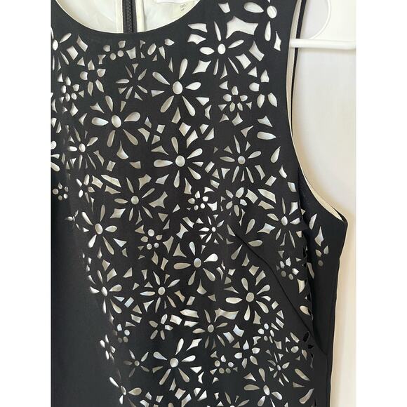 Calvin Klein Black Floral Laser Cut Sheath Dress 6 Petite Cocktail party wedding - Picture 3 of 7